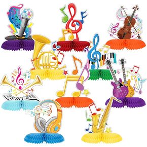10 Pcs Music Notes Honeycomb Table Centerpiece Music Themed Party Decorations Musical Notes Decorations Sing Birthday Party Decorations for Baby Shower Wedding Karaoke Supplies