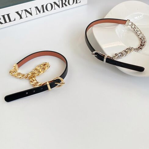 Black Choker Leather Choker Belt Buckle Necklace Leather Collar for Women Metal Chain Splice Collar Gothic Choker Fashion Versatile Jewelry Gift in Saudi Arabia