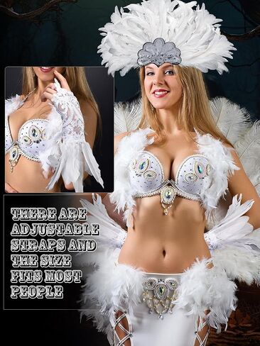 قطعتين من عصابة رأس الهالوين من الريش بجعة الطاووس وقفازات طويلة من الدانتيل من أجل حفلة تنكرية للكرنفال in Kuwait