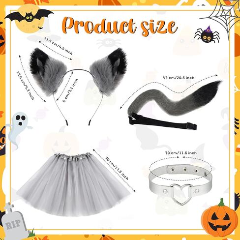 Cindeer 4 Pcs Furry Costume Set, Cat Ears and Tail Animal Cosplay Costume, Halloween Party Accessories in Saudi Arabia