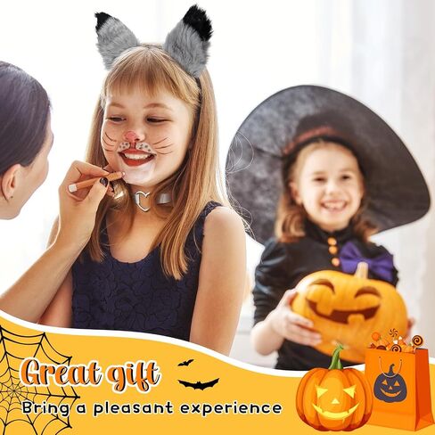 Cindeer 4 Pcs Furry Costume Set, Cat Ears and Tail Animal Cosplay Costume, Halloween Party Accessories in Saudi Arabia