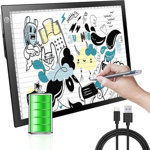 KIVOTAC 9x12 Inch LED Light Pad, Ultra-Thin USB Powered Bright Light up Box Adjustable Light Table for Drawing, Weeding Vinyl, Diamond Art, Sketching, Tracing and Animation in Kuwait