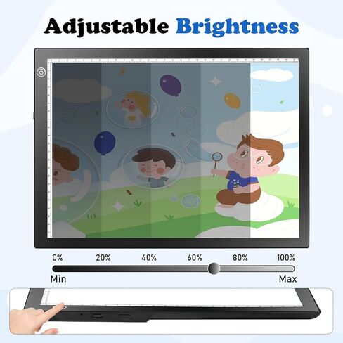 KIVOTAC 9x12 Inch LED Light Pad, Ultra-Thin USB Powered Bright Light up Box Adjustable Light Table for Drawing, Weeding Vinyl, Diamond Art, Sketching, Tracing and Animation in Kuwait