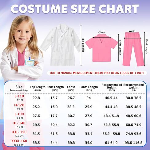RioRand Doctor Costume for Kids With Stethoscope Lab Coat Career Day Costume Halloween Dress Up For Boys Girls 3-11 in Saudi Arabia