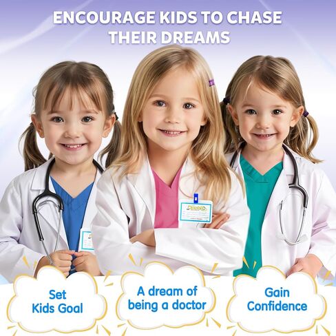 RioRand Doctor Costume for Kids With Stethoscope Lab Coat Career Day Costume Halloween Dress Up For Boys Girls 3-11 in Saudi Arabia