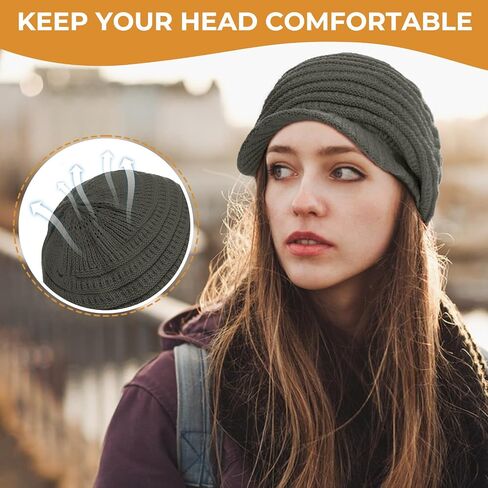 Womens Beanie Satin Lined Beanie Slouchy Beanie Winter Hat Knit Hat Newsboy Hat Womens Hats with Brim Silk Lined Beanie in Saudi Arabia