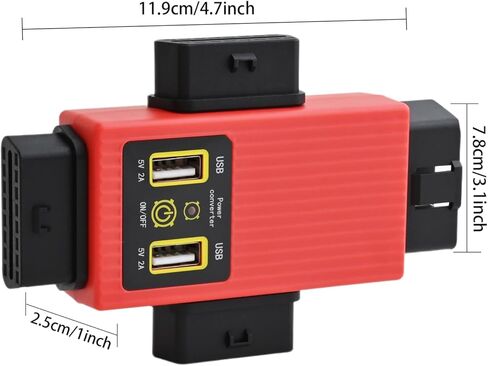 iKKEGOL Pocket Obd2 obdii كامل 16 دبوس 1 ذكر إلى 3 أنثى محول محول كابل obd مع 2 منفذ USB لشحن موسع التشخيص (أحمر) in Kuwait