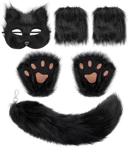 مجموعة قناع وذيل الهالوين من فروي قناع الثعلب وقناع ذيل الذئب وتدفئة الساق الغامضة للحفلات التنكرية in Kuwait
