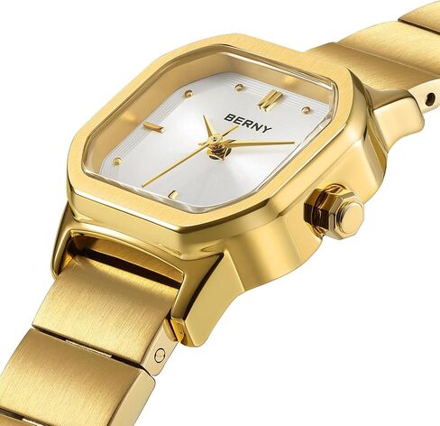 BERNY Gold Watches for Women Dainty Ladies Square Quartz Watch Japanese Quartz Movement 3ATM Waterproof Fashion Small Female Wrist Watch Luxury Birthday Gifts for Lady in Kuwait