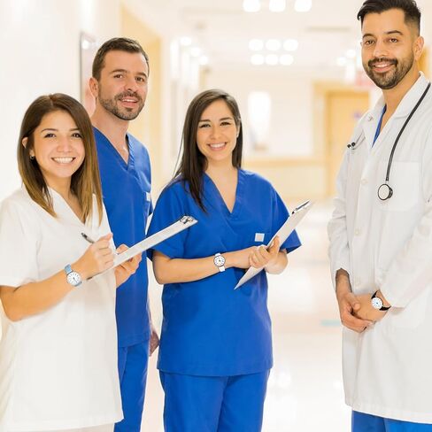 4 قطع من ساعة الممرضات الطبية لمدة 12/24 ساعة لطلاب الأطباء والممرضات مع ساعة يد ثانية للوقت العسكري وقرص قراءة مضيء للطلاب مع سوار من البولي يوريثان، 4 ألوان in Kuwait