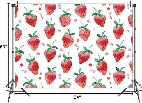 Red Strawberry Backdrops Supplies for Girls Birthday Party Cute Strawberry Photo Background Cake Table Decoration Strawberry Theme Party Decoration Inside or Outside 7x5ft in Saudi Arabia