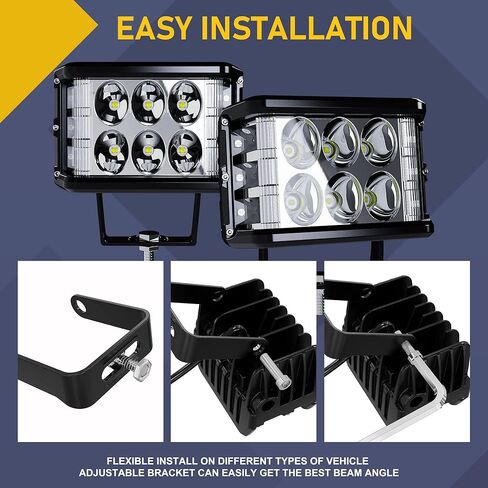 ASLONG 2x 4 بوصة LED ستروب القرون أضواء العمل DRL البيضاء، مطلق النار الجانبي LED أضواء العمل المزدوج الجانب الأصفر DRL المتوهج ستروب LED مكعبات الطرق الوعرة ضوء القيادة مع تبديل الأسلاك للشاحنات قارب عربة الغولف سيارات الدفع الرباعي in Saudi Arabia