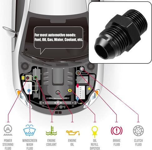 X AUTOHAUX أسود 8AN ذكر إلى M18 x 1.5 مم ذكر متري خيط تركيب محول مضيئة الاتحاد المقرنة خط زيت الوقود خرطوم نهاية سبائك الألومنيوم المناسب محول للسيارة in Saudi Arabia