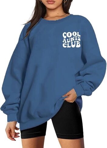 Women Aunt Sweatshirt Oversized Cool Aunts Club Crewneck Pullover Tops Auntie Letter Print Casual Sweatshirts in Saudi Arabia