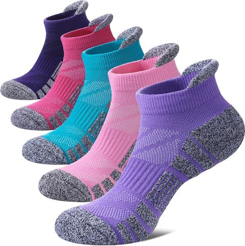 Women Ankle Socks Athletic Running Anti-blister Thick Cushioned Low Cut Sports Socks 5 Pairs in Saudi Arabia
