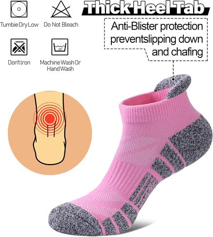 Women Ankle Socks Athletic Running Anti-blister Thick Cushioned Low Cut Sports Socks 5 Pairs in Saudi Arabia