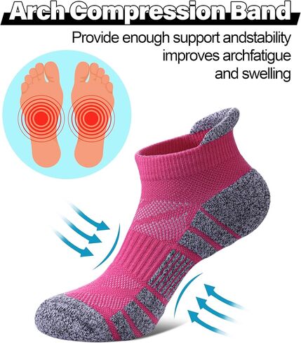 Women Ankle Socks Athletic Running Anti-blister Thick Cushioned Low Cut Sports Socks 5 Pairs in Saudi Arabia