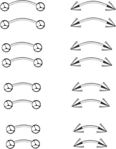 16-32Pcs 16G Titanium Steel Internal Thread Eyebrow Piercing Jewelry Curved Barbell Vertical Labret Lip Daith Rook Earrings Navel Belly Button Ring Piercing Jewelry 6mm/8mm/10mm/12mm in Saudi Arabia