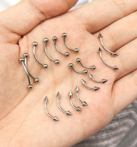 16-32Pcs 16G Titanium Steel Internal Thread Eyebrow Piercing Jewelry Curved Barbell Vertical Labret Lip Daith Rook Earrings Navel Belly Button Ring Piercing Jewelry 6mm/8mm/10mm/12mm in Saudi Arabia