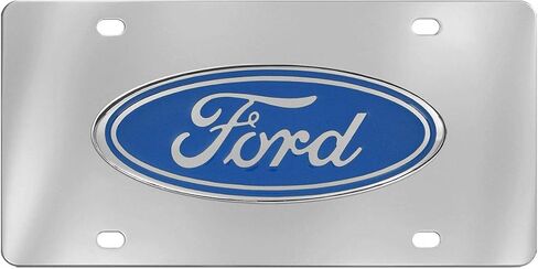 Ford Oval Decorative Vanity Front License Plate Stainless Steel (Black on Black Brass Emblem) in Saudi Arabia
