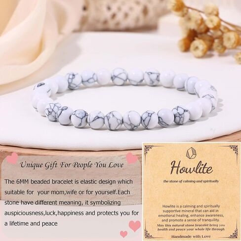 SONNYX Natural Stone Crystal Bracelet for Women Men - 6MM Semi-Precious Gemstone Beaded Bracelet Stretch Beads Bracelet Yoga Bracelets Jewelry in Kuwait