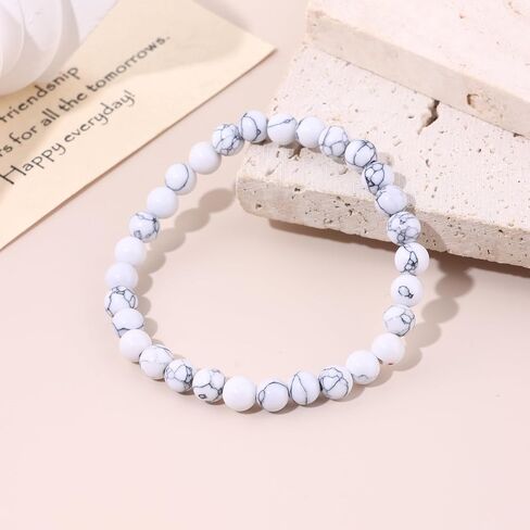 SONNYX Natural Stone Crystal Bracelet for Women Men - 6MM Semi-Precious Gemstone Beaded Bracelet Stretch Beads Bracelet Yoga Bracelets Jewelry in Kuwait