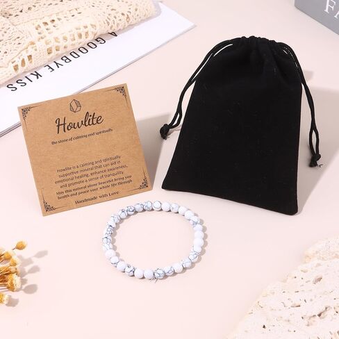 SONNYX Natural Stone Crystal Bracelet for Women Men - 6MM Semi-Precious Gemstone Beaded Bracelet Stretch Beads Bracelet Yoga Bracelets Jewelry in Kuwait