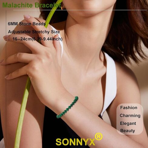 SONNYX Natural Stone Crystal Bracelet for Women Men - 6MM Semi-Precious Gemstone Beaded Bracelet Stretch Beads Bracelet Yoga Bracelets Jewelry in Kuwait