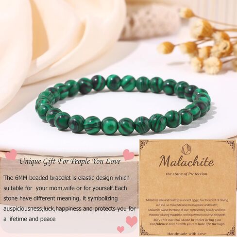 SONNYX Natural Stone Crystal Bracelet for Women Men - 6MM Semi-Precious Gemstone Beaded Bracelet Stretch Beads Bracelet Yoga Bracelets Jewelry in Kuwait