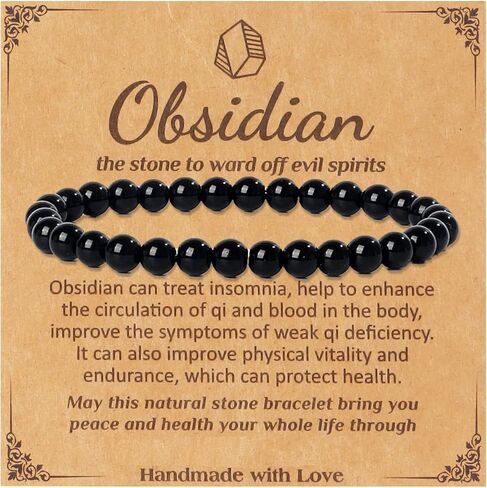 سوار كريستال من الحجر الطبيعي من SONNYX للنساء والرجال - 6 مم من الأحجار الكريمة شبه الثمينة سوار مطرز بخرز قابل للتمدد سوار يوجا مجوهرات in Kuwait