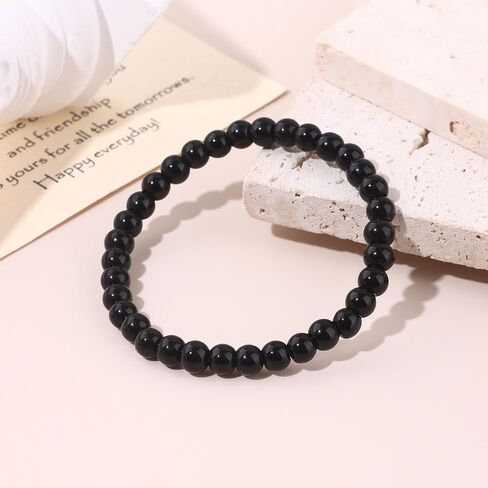 سوار كريستال من الحجر الطبيعي من SONNYX للنساء والرجال - 6 مم من الأحجار الكريمة شبه الثمينة سوار مطرز بخرز قابل للتمدد سوار يوجا مجوهرات in Kuwait