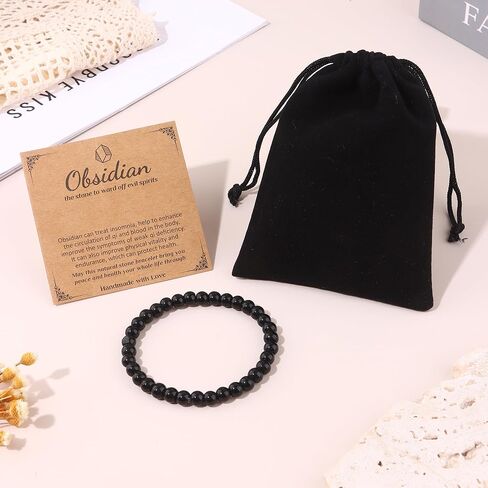 سوار كريستال من الحجر الطبيعي من SONNYX للنساء والرجال - 6 مم من الأحجار الكريمة شبه الثمينة سوار مطرز بخرز قابل للتمدد سوار يوجا مجوهرات in Kuwait