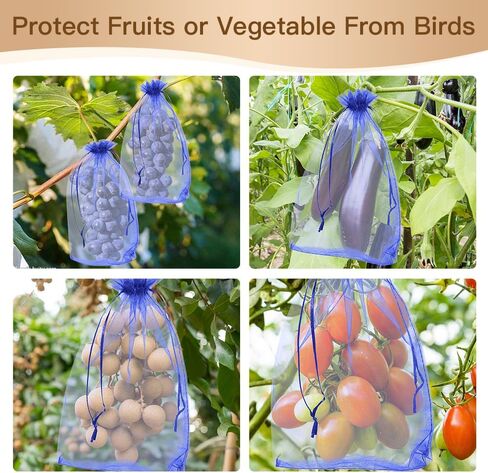 Organza Bags, Mesh Bags Drawstring 8x12 Inch, 50 PCS White Sheer Organza Bags, Large Wedding Gift Gags, Party Favor Bags, Fruit Protection Bags, Mesh Gift Bags Candy Goodie Bags for Christmas Birthday in Saudi Arabia