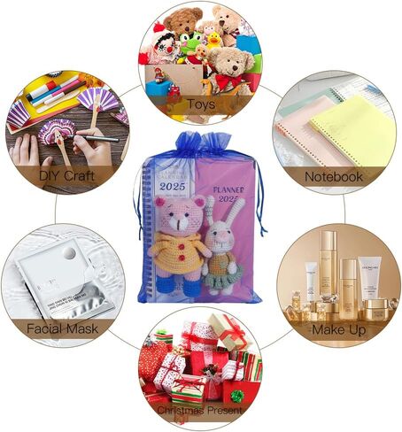 Organza Bags, Mesh Bags Drawstring 8x12 Inch, 50 PCS White Sheer Organza Bags, Large Wedding Gift Gags, Party Favor Bags, Fruit Protection Bags, Mesh Gift Bags Candy Goodie Bags for Christmas Birthday in Saudi Arabia