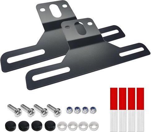 Aootf Trailer License Plate Bracket Holders- Stainless Steel Metal Car Tag Frame for Truck/RVs/Boats, 2 Pack Black Holder with Screw Caps and Reflective Strip in Kuwait