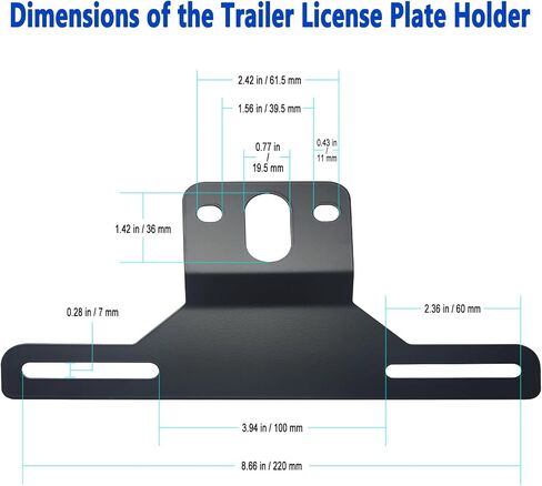 Aootf Trailer License Plate Bracket Holders- Stainless Steel Metal Car Tag Frame for Truck/RVs/Boats, 2 Pack Black Holder with Screw Caps and Reflective Strip in Kuwait