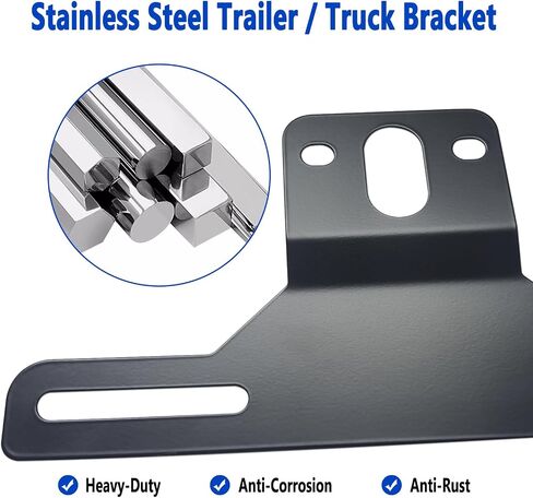 Aootf Trailer License Plate Bracket Holders- Stainless Steel Metal Car Tag Frame for Truck/RVs/Boats, 2 Pack Black Holder with Screw Caps and Reflective Strip in Kuwait