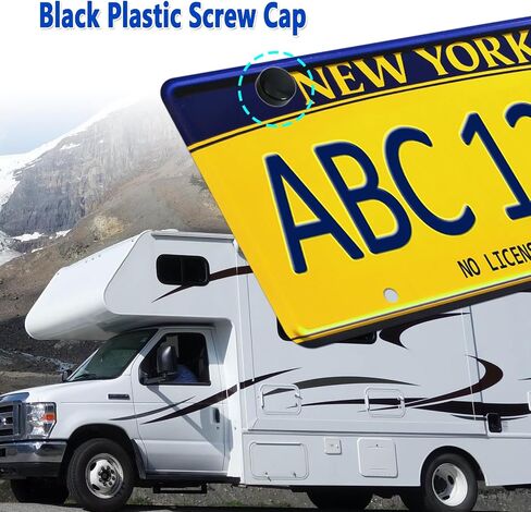 Aootf Trailer License Plate Bracket Holders- Stainless Steel Metal Car Tag Frame for Truck/RVs/Boats, 2 Pack Black Holder with Screw Caps and Reflective Strip in Kuwait