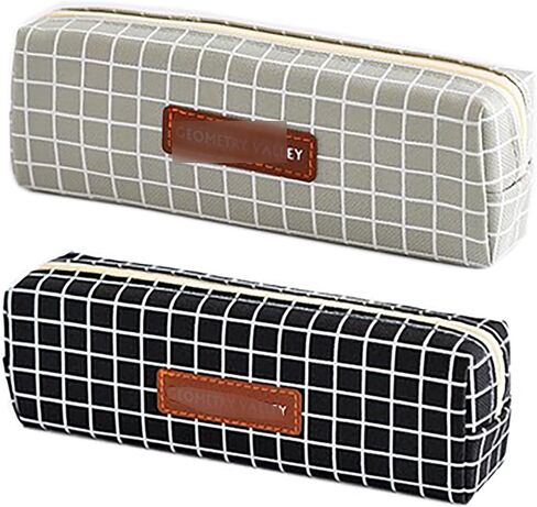 YIKANGHENG 2 Pcs Pen and Pencil Box, 7.8 Inch x 3.9 Inch x 2 Inch Soft Pencil Bag for Pen and Marker Storage and Holiday Gifts (Chequer) in Saudi Arabia
