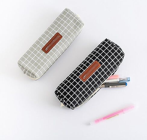 YIKANGHENG 2 Pcs Pen and Pencil Box, 7.8 Inch x 3.9 Inch x 2 Inch Soft Pencil Bag for Pen and Marker Storage and Holiday Gifts (Chequer) in Saudi Arabia