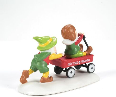Department 56 North Pole Village Collection Accessories Road Test Wagon Ride Elf Figurine- Hand Crafted Painted Porcelain Elves Mini Figurines Christmas Village Houses Accessory Home Decor, 1.75 Inch in Saudi Arabia