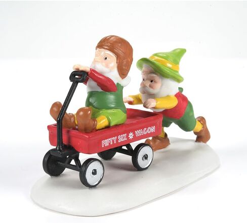 Department 56 North Pole Village Collection Accessories Road Test Wagon Ride Elf Figurine- Hand Crafted Painted Porcelain Elves Mini Figurines Christmas Village Houses Accessory Home Decor, 1.75 Inch in Saudi Arabia