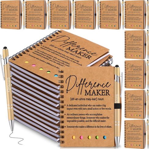 20 Sets Difference Maker Gifts Bulk Employee Appreciation Gifts Spiral Notebook Journal with Sticky Notepad Index Tabs Thank You Gifts with Stylus Ballpoint Pen Bulk for Coworker Teacher in Saudi Arabia