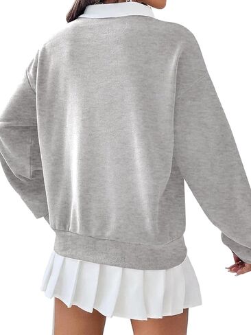 Remidoo Women's Contrast Collar Sweatshirt Casual Oversized Long Sleeve Pullover in Saudi Arabia