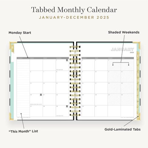 Day Designer 2025 Daily Planner – Premium Planner for Stylish Organization. Combines Monthly Calendar, Hourly Schedule, To-Do List, Gratitude, Goal Setting, Inspirational Quotes, Stickers & More. Elegant laminated Cover with Gold Accents (Black Stripe) in Saudi Arabia