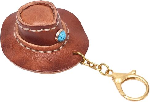 Handmade Leather Cowboy Hat Bag Charm Keychain for Handbags Tote Bag - Purse Charms Car Key Chain for Men Women in Saudi Arabia