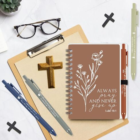 Kosiz 10 Sets Christian Journal Gifts Bulk Include Spiral Notebook with Bible Ballpoint Pen Aesthetics Boho Flowers Sign Religious Scripture Notepad for Church Pastor Sunday School (Morandi Color) in Saudi Arabia
