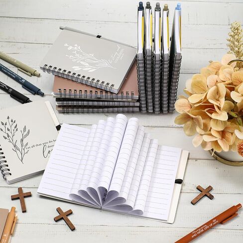 Kosiz 10 Sets Christian Journal Gifts Bulk Include Spiral Notebook with Bible Ballpoint Pen Aesthetics Boho Flowers Sign Religious Scripture Notepad for Church Pastor Sunday School (Morandi Color) in Saudi Arabia