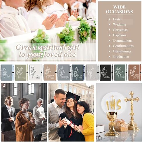 Kosiz 10 Sets Christian Journal Gifts Bulk Include Spiral Notebook with Bible Ballpoint Pen Aesthetics Boho Flowers Sign Religious Scripture Notepad for Church Pastor Sunday School (Morandi Color) in Saudi Arabia