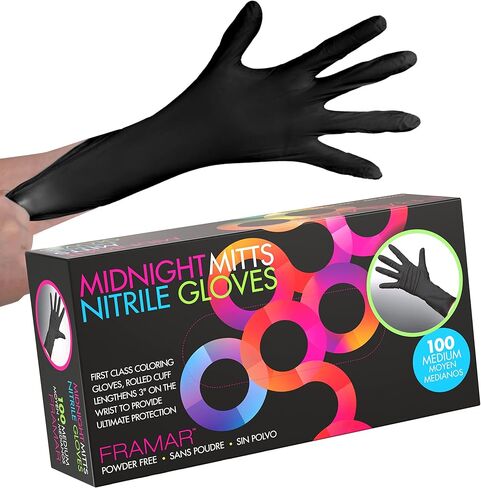 FRAMAR Powder Free Nitrile Gloves – 12 INCH Black Gloves Disposable Latex Free, Non Latex Gloves, Nitrile Gloves Medium Latex Free Gloves Medium, Guantes Desechables Medium Nitrile Gloves in Saudi Arabia